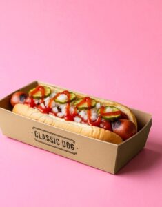 printed hot dog trays
