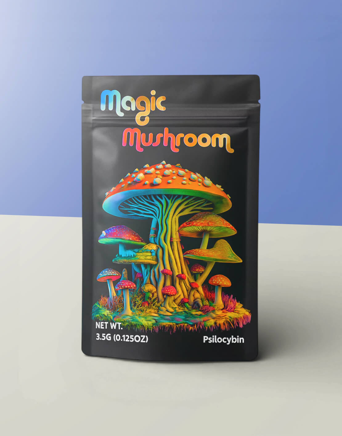 printed mushroom mylar bags